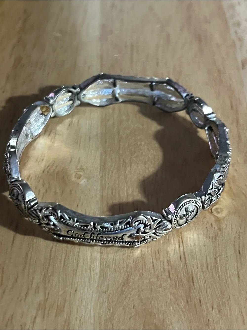Silver Floral Link Women's Bracelet - Elegant Silver Tone B283